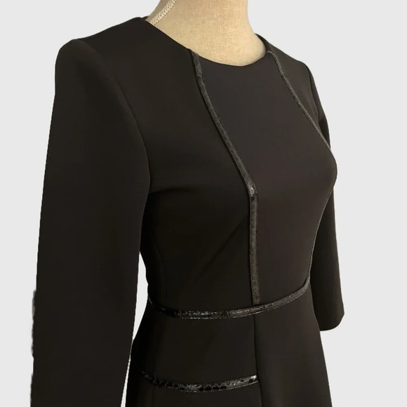 Rinascimento Midi Dress Fit and Flare Black Small Made in Italy Long Sleeve - Picture 2 of 10